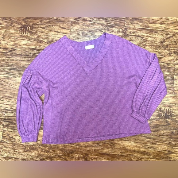 Altar’d State Oversized Long Sleeve Waffle Shirt Size Medium - Picture 1 of 7